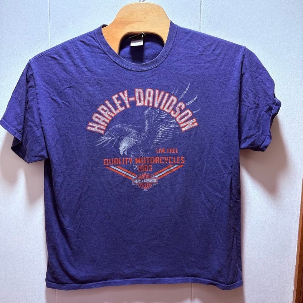 Harley-Davidson T-Shirt Mens XL Blue Crossroads Wilkesboro NC Eagle Graphic